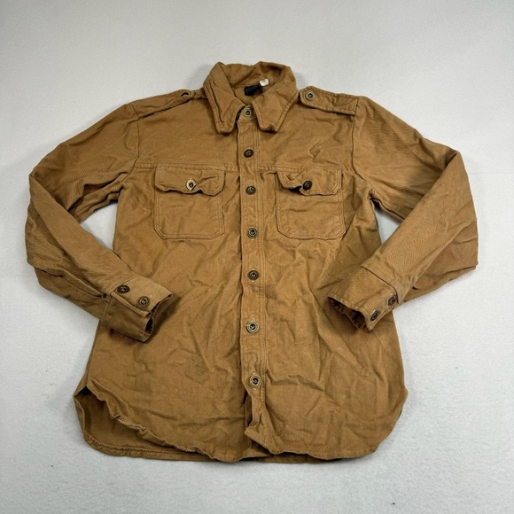 Robert Bruce Point Collar Button Down Shirt Mens Size M Tan Textured - Picture 1 of 10